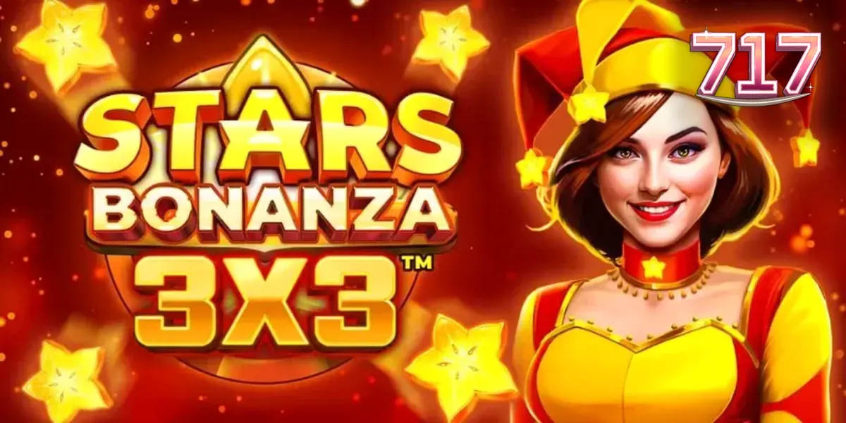 Interface do jogo Stars Bonanza 3x3 com símbolos de frutas e uma bufona